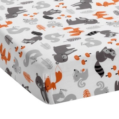 Bedtime Originals Acorn Fitted Crib Sheet - Woodland Fox, Bear & Raccoon