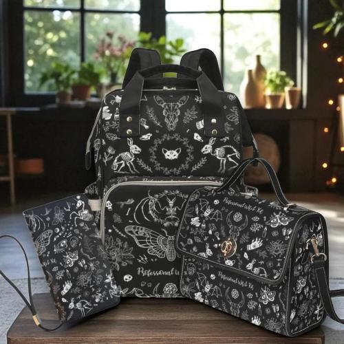 Goth Moth Diaper Bag Backpack, Celestial Witchy Baby Shower Gift. Insulated Travel Cooler for Boho Moms & New Parents. Perfect for Newborns!