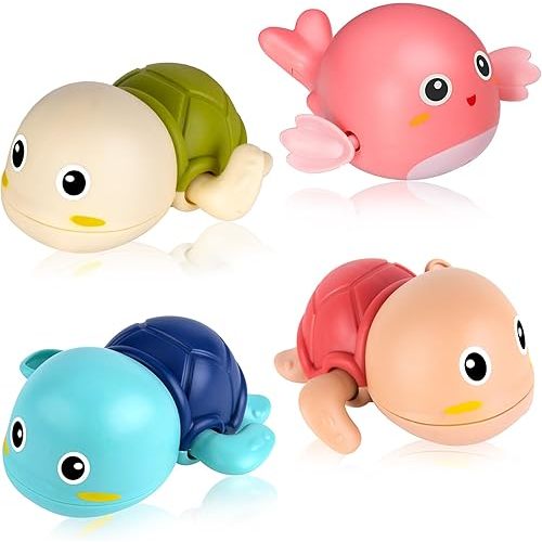 Bath Toys, 4 Pack Baby Bath Toys for Toddlers 1-3, Floating Wind-up Toys Swimming Pool Games Water Play Set Xmas Gift for Bathtub Shower Beach Infant Toddlers Kids Boys Girls Age 1 2 3 4 5 6 Years