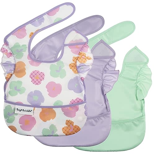 Tiny Twinkle Mess-Proof Baby Bib - Waterproof Bib for Baby Boy or Girl - PFAS, PVC, BPA, Phthalate Free - Baby Food Bibs
