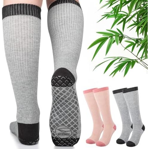 Compression Socks for Pregnant Women (2/3 Pairs) 15-20 mmHg Bamboo Viscose Non-slip Sock for Nurses Pregnancy