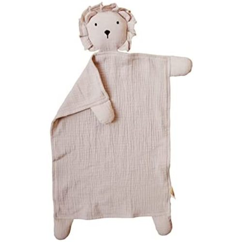 Marlowe & Co Organic Cotton Muslin Lion Lovey Blanket, Organic Cotton Muslin Lion Security Blanket (Natural Sand)