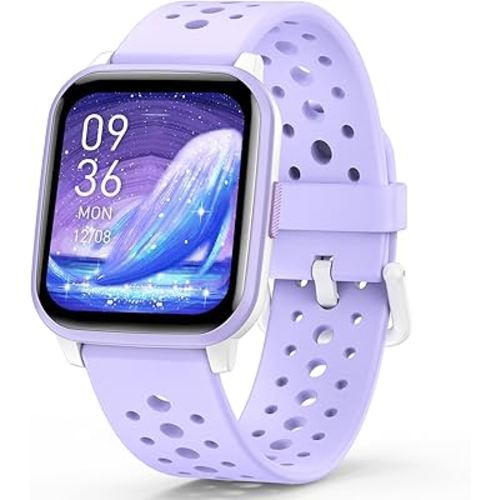 Kids Smart Watch with Sleep Mode, 20 Sports Modes, 5 Games and Pedometer - Fun Birthday Gifts for 4-16 Year Olds (Purple)
