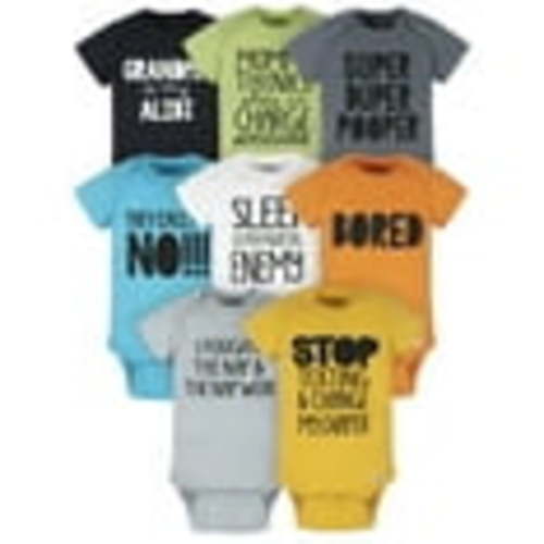 Onesies Brand Gender Neutral Short Sleeve Bodysuits, 8-Pack, Sizes Newborn - 12 Months