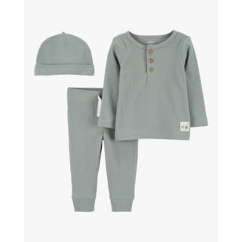 Baby 3-Piece Ribbed Outfit Set - Green - Carter's | Carter's