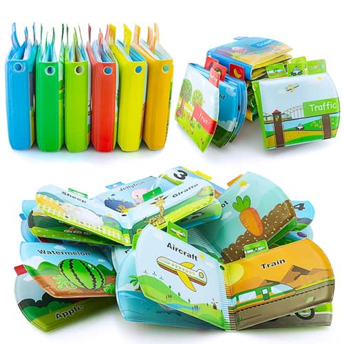 Baby Bath Books, 6Pack Nontoxic Fabric Baby Bath Books Early Education Bathtub Toys Activity Waterproof Baby Books for Toddler, Infants and Kids Perfect for Baby Shower