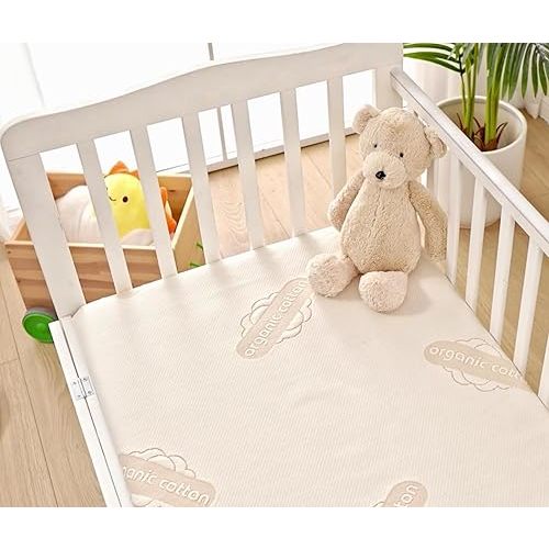 Crib Organic Mattress Protector Pad - Certified Organic Cotton Waterproof Breathable Mattress Pad Cover - 200 GSM Comfort - Deep Pocket - Fitted Comfort