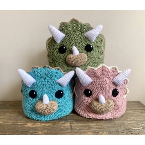 Crochet Dinosaur Basket