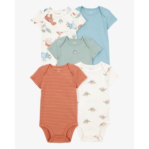 5-Pack Dinosaur Short-Sleeve Cotton Bodysuits - Carter's | Carter's