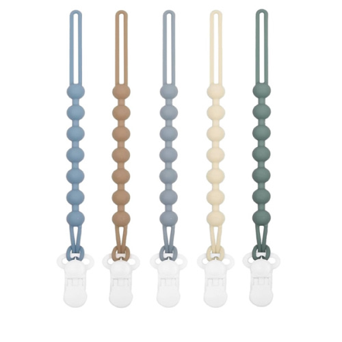 5-Pack Silicone Pacifier Clip, One-Piece Silicone Pacifier Holder Clip for Boys & Baby Girl Binky Clips Rust-Free Holders Unisex Newborns Shower Birthday Gifts (Blue)