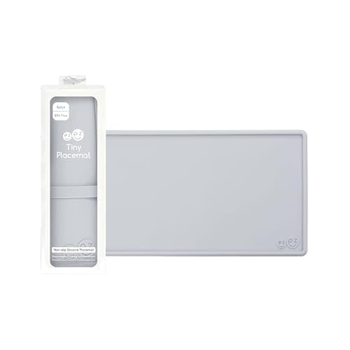ezpz Tiny Placemat - 6 Months+ (Pewter) - Non-Slip, 100% Silicone Placemat for Toddlers and Babies - Fits on Most Highchair Trays - Rolls-Up - Dishwasher Safe