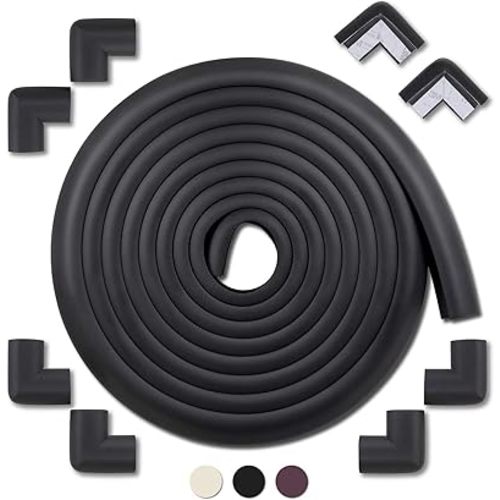 MEETBABY Baby Proofing Edge Corner Guards, Child Safety Furniture Bumper, Table Protectors, 3M Pre-Taped Corners, Safe Edge Corner Cushion, 20.4 ft - 18 ft Edge 8 Corners, Black