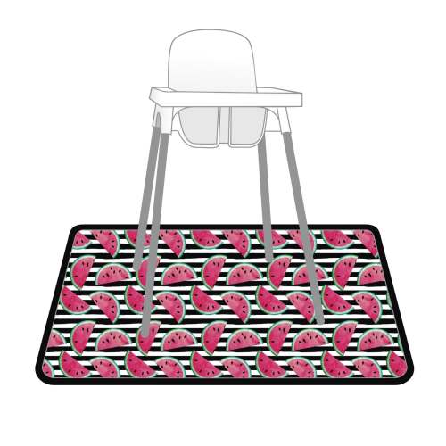 Summer Stripes - Watermelon - Splash Mat - A Waterproof Catch-All for Highchair Spills and More!