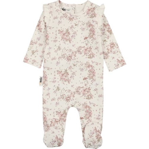 Blooming Ruffle Accent Cotton Footie, 6M
