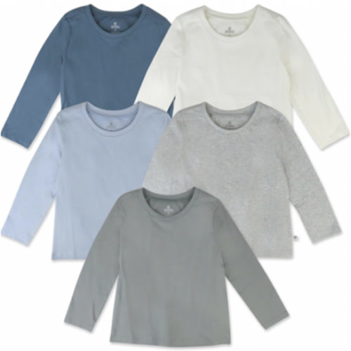HonestBaby Multipack Long Sleeve T-shirts Tee 100% Organic Cotton Baby, Toddler, Kids, Boys, Girls