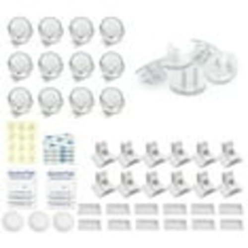 Baby Proof Me 24 Outlet Covers Bundle with 12 Corner Protectors and 12 Magnetic Cabinet Locks for Comprehensive Child Safety