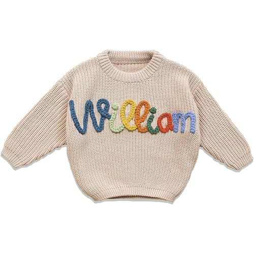 Personalized Baby Sweater with Name,One Birthday Gift,Custom Name Embroidered Knit Sweater,Newborn Baby Girl Boy Sweater,Monogrammed Newborn Gifts