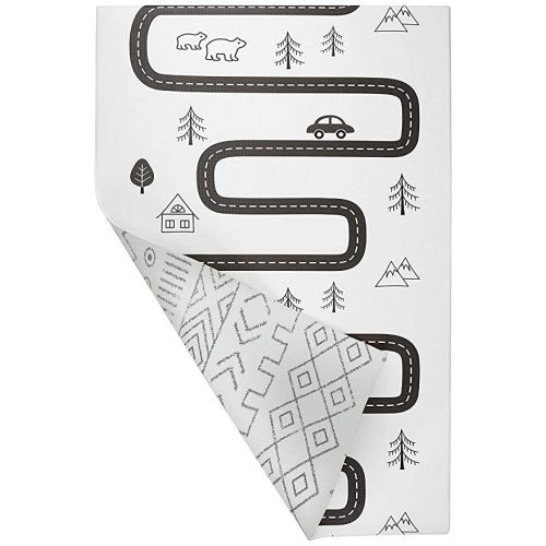 Baby Care Play Mat (Medium, Nordic Trails - Tribal) 73’’ x 49’’ Original One-Piece Reversible Rollable Waterproof Firm PVC Play Mat for Infants, Babies, Toddler, and Kids