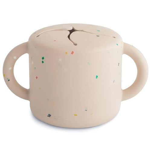 mushie Silicone Snack Cup | Spill Proof Food Container for Toddler and Baby (Vanilla Confetti)