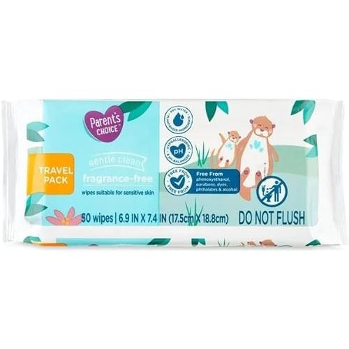 Parent's Choice Fragrance Free Baby Wipes 50 Count Travel-Pack