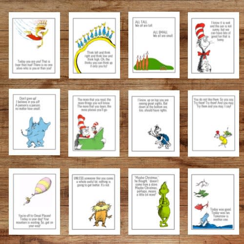 12 Dr. Seuss Posters - Children’s Storybook Classroom - Library Decor - Playroom Posters - Printable Signs - Inspirational Quotes - Trendy
