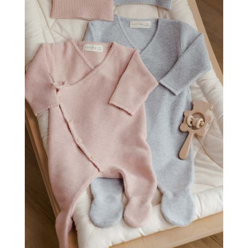 Wrap Knit Footie Heathered Rose