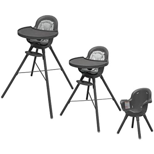 Boon Grub Dishwasher Safe Adjustable Baby High Chair, Converts to Toddler Chair, 6 Months to 6 Years, Grey
