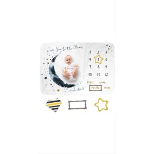Luka&Lily Monthly Milestone Blanket for Baby Boys, 60x40 inches (Outer Space)