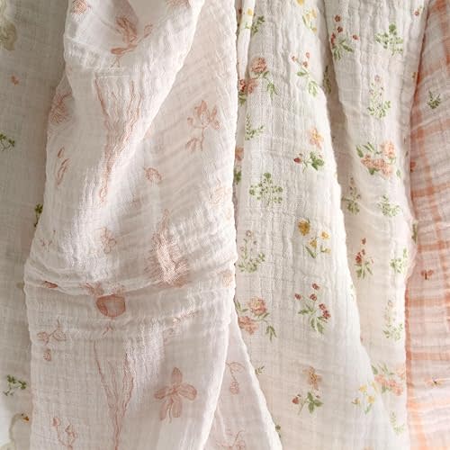 aden + anais Essentials Disney Baby Muslin Swaddle Blankets, Newborn Receiving Blanket for Swaddling, 100% Cotton Baby Swaddle Wrap, 4 Pack, Country Floral