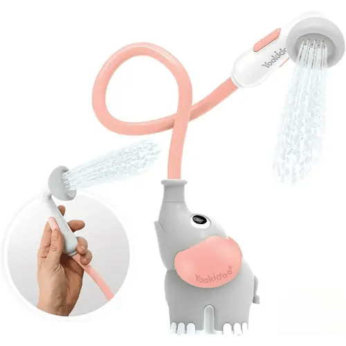 Yookidoo Baby Bath Shower Head - Elephant Bath Toy and Trunk Spout Rinser - for Newborn Babies in Tub Or Sink (Pink)