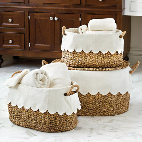 BW Wicker Stacking Storage Baskets