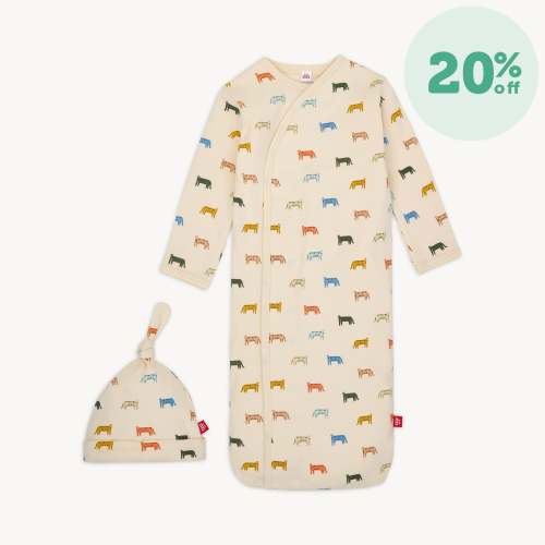 le tigre organic cotton magnetic cozy sleeper gown + hat set – Magnetic Me