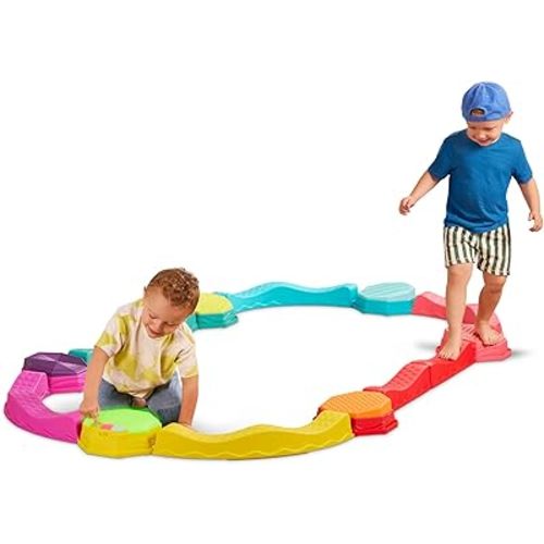 B. toys – Balance Beam for Kids – Musical Games & Activities – 5 Sensory Stones, 8 Wavy Beams & 1 Musical Pod – Indoor & Outdoor Active Play – 3 Years + – Balance & Groove Set