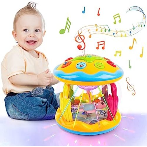 Baby Toys 6 to 12 Months Ocean Projector Baby Light Up Toys Musical Tummy Time Infant Toys 3-6 6-12 12-18 Months 6 7 8 9 Month Old Baby Crawling Toys One Year Old Birthday Gifts Boys Girls