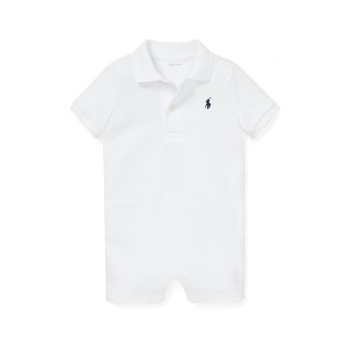 Solid Cotton Interlock Polo Romper