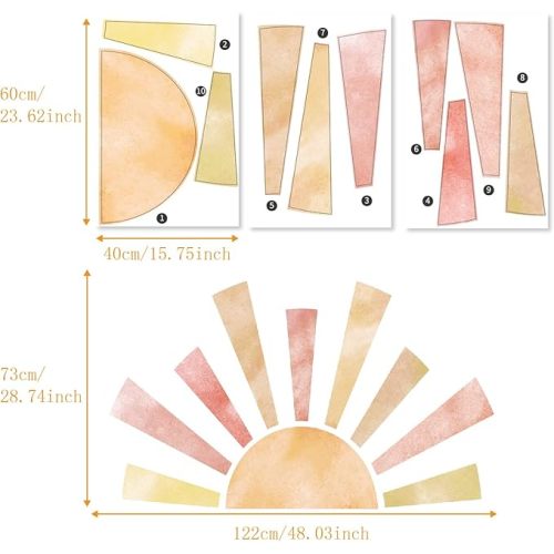 Fabric Half Sun Wall Decal, 48.03" x 28.74"