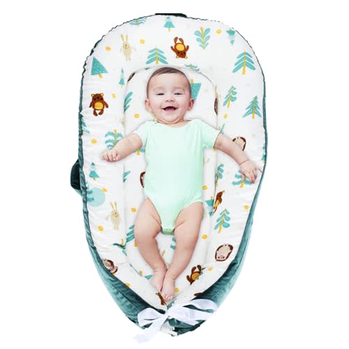 Baby Lounger for Newborn - Baby Nest for Co-Sleeping - Organic Viscose Derived from Bamboo Cooling Soft Breathable - Portable Infant Lounger Baby Essentials for Home Travel - Baby Gift for 0-24 months