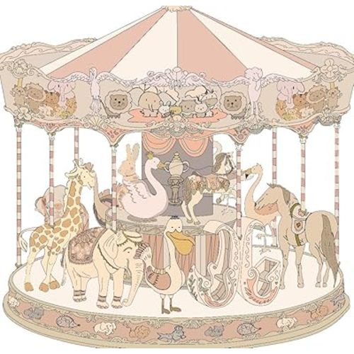 New Carousel Swaddles Soft Baby Muslin Swaddle Blanket (Carousel Light Pink)
