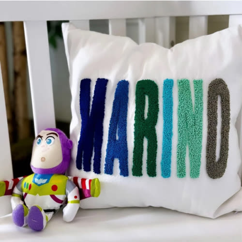 Personalized Baby Girl Room Name Pillow Cover, Baby Girl Nursery Pillow, Punch Needle, Girl Kid Gift, Dorm Gift, Graduation Gift