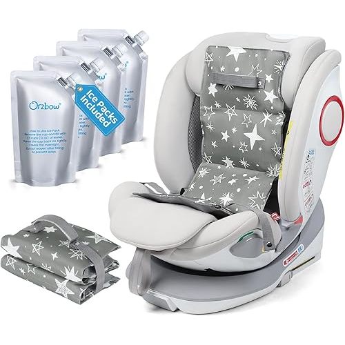 Orzbow Car Seat Cooling Pad for Toddler with Removable Ice Pack, Summer Baby Cooling Pad for Car Seats and Strollers, Portable Carseat Cooler Ice Cushion, Keeping Baby Cool in The Summer, Gray