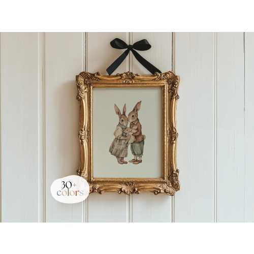 Rabbit Nursery Print, Vintage Nursery Decor Wall Art, Mother Father Baby animal print, Antique Nursery Prints, Girl vintage bunny nursery