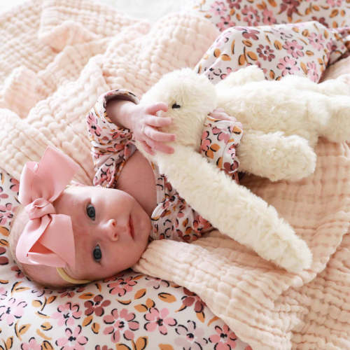 Mauvelous Meadow Newborn Baby Knot Gown & Hat Set