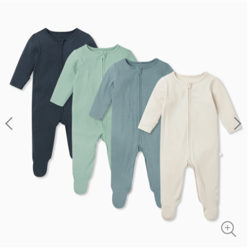 Ribbed Clever Zip Baby Pajamas 4 Pack