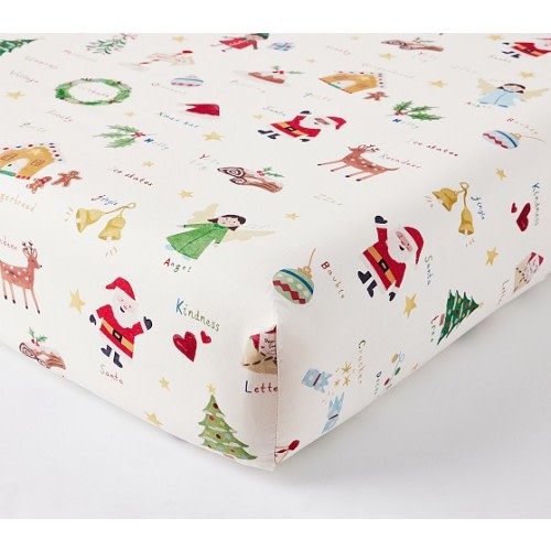 Holiday ABC Organic Crib Fitted Sheet | Pottery Barn Kids