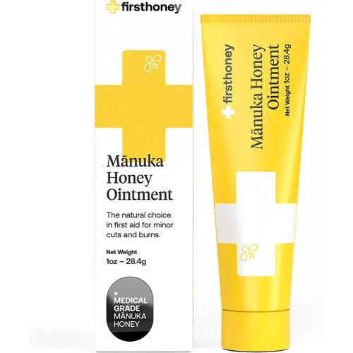 First Honey Wound Healing Ointment [ 1oz - 28.4g ] | 100% Active Leptospermum | Fast Relief & Skin Repair | Manuka Honey from New Zealand | Antibiotic Free Burn Care, Scar Gel, Dressing Aid