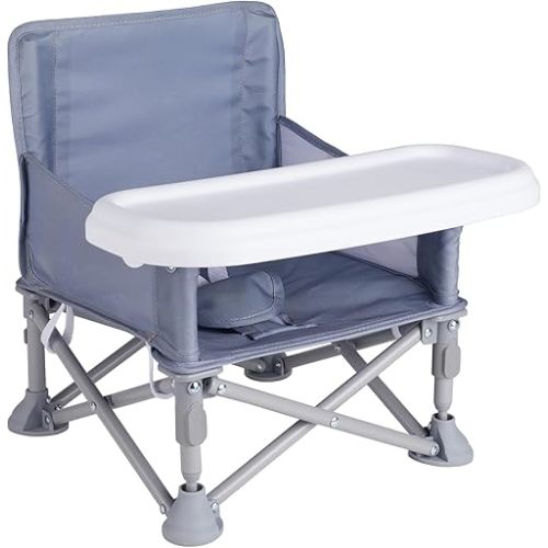 Portable Baby Booster Seat with Tray, Toddler Booster seat for Dining, Camping, Travel, Baby Chair Fold and Lightweight, 6 Months to 3 Years Old Indoor Outdoor Use CH2410