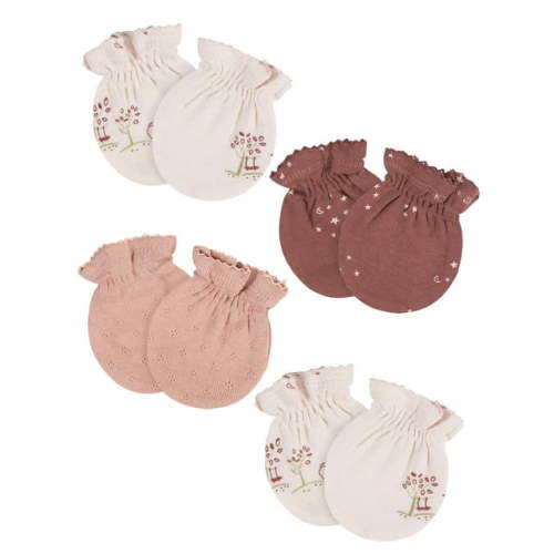 Gerber Baby Boy or Girl Unisex Mittens, 4-Pack, Sizes 0/3 Months