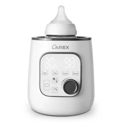 LAREX Fast Bottle Warmer, 10-in-1 Baby Bottle Warmer for Breastmilk or Formula, with Precise Timer, Auto Shut-Off, and Accurate Temperature Control