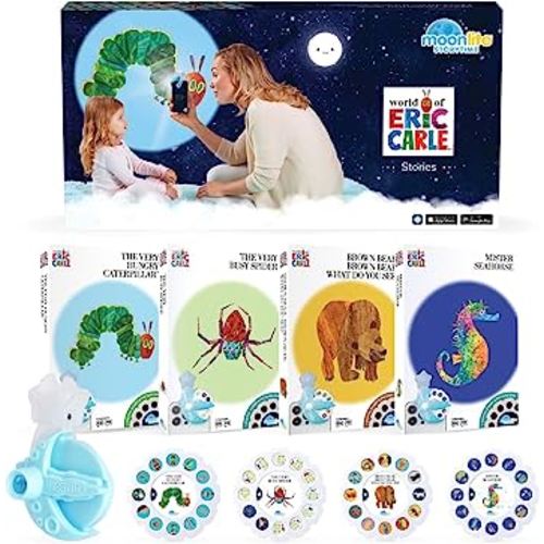 Moonlite Storytime Mini Projector with 4 Eric Carle Stories, A Magical Way to Read Together, Digital Storybooks, Fun Sound Effects, Early Sensory Learning, Gifts for Kids Ages 1 and Up