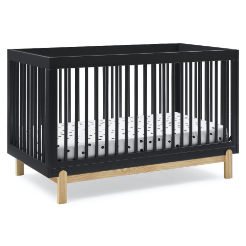 Delta Children Poppy 4-in-1 Convertible Crib - Greenguard Gold Certified, Midnight Grey/Natural
